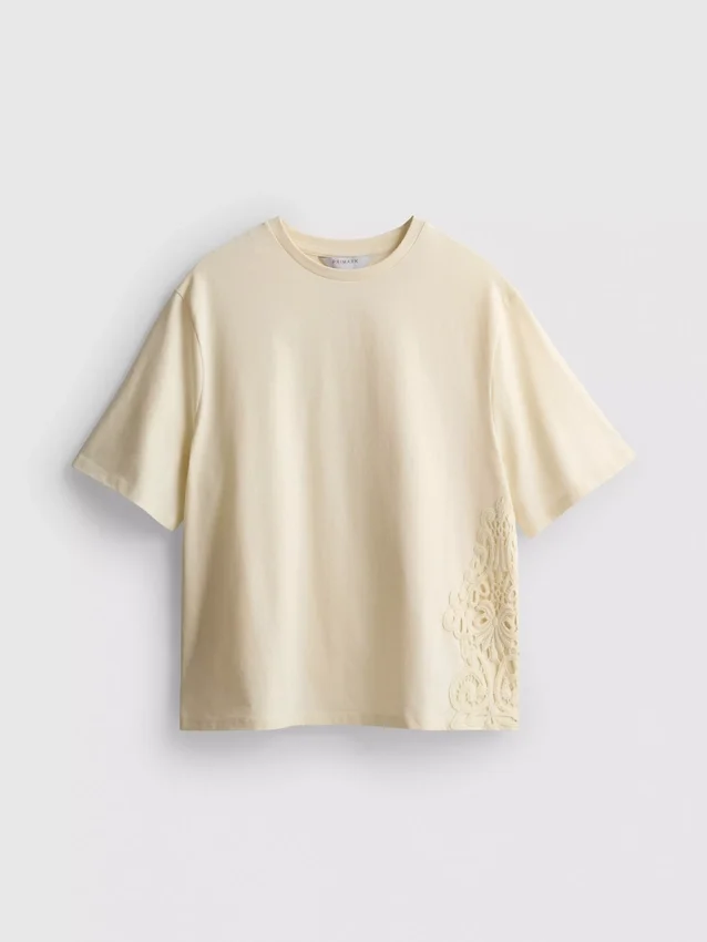 Cotton short sleeve crochet tee