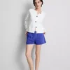 Cotton split hem lounge shorts