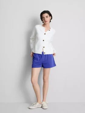 Cotton split hem lounge shorts
