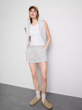 Cotton split hem lounge shorts