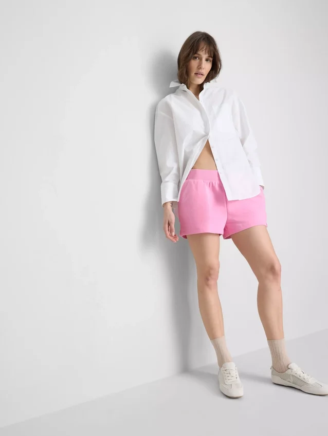 Cotton split hem lounge shorts