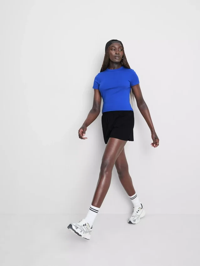 Cotton split hem lounge shorts
