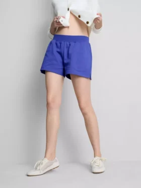 Cotton split hem lounge shorts