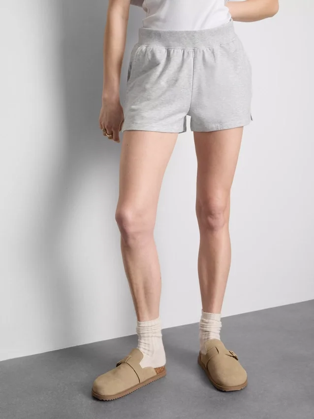 Cotton split hem lounge shorts