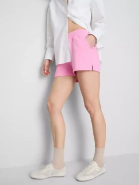 Cotton split hem lounge shorts
