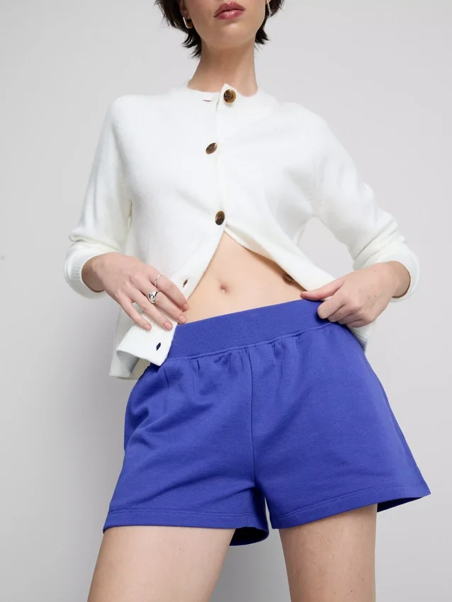 Cotton split hem lounge shorts