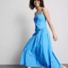 Cotton strappy corset midi dress