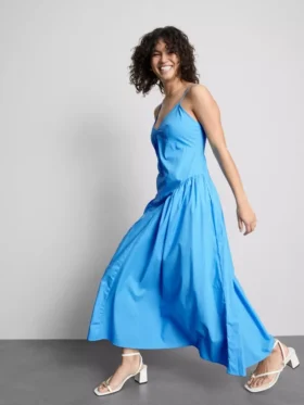 Cotton strappy corset midi dress
