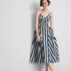 Cotton strappy corset midi dress