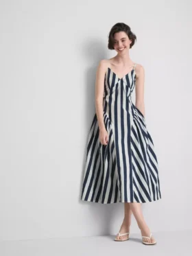Cotton strappy corset midi dress