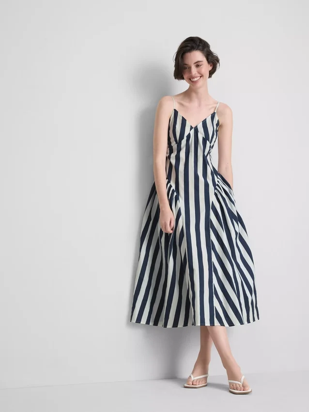 Cotton strappy corset midi dress