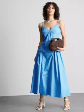 Cotton strappy corset midi dress