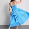 Cotton strappy corset midi dress