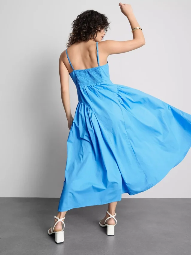 Cotton strappy corset midi dress