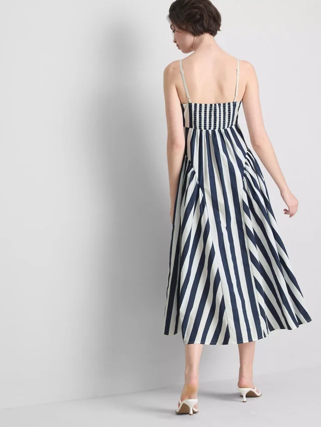 Cotton strappy corset midi dress