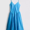 Cotton strappy corset midi dress
