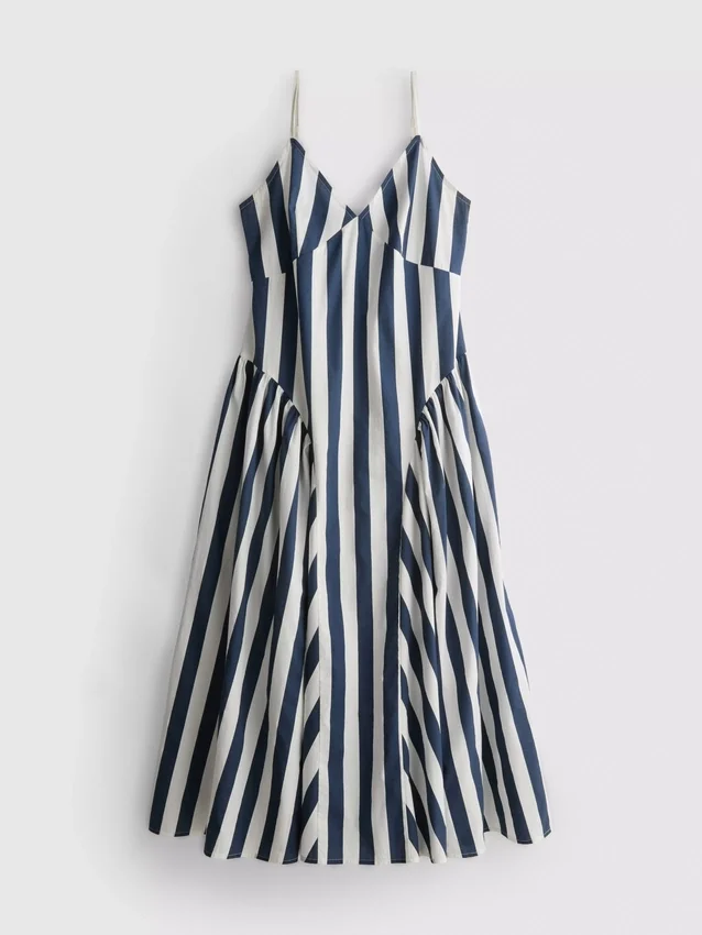 Cotton strappy corset midi dress