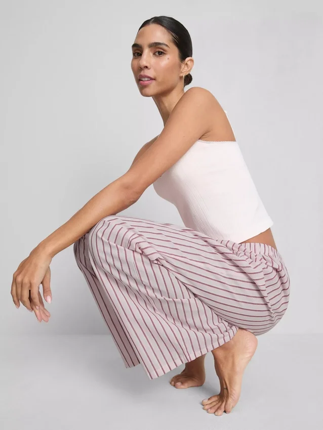 Cotton stripe pajama bottoms
