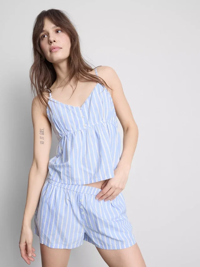 Cotton striped cami pajama top