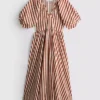 Cotton striped midaxi smock dress