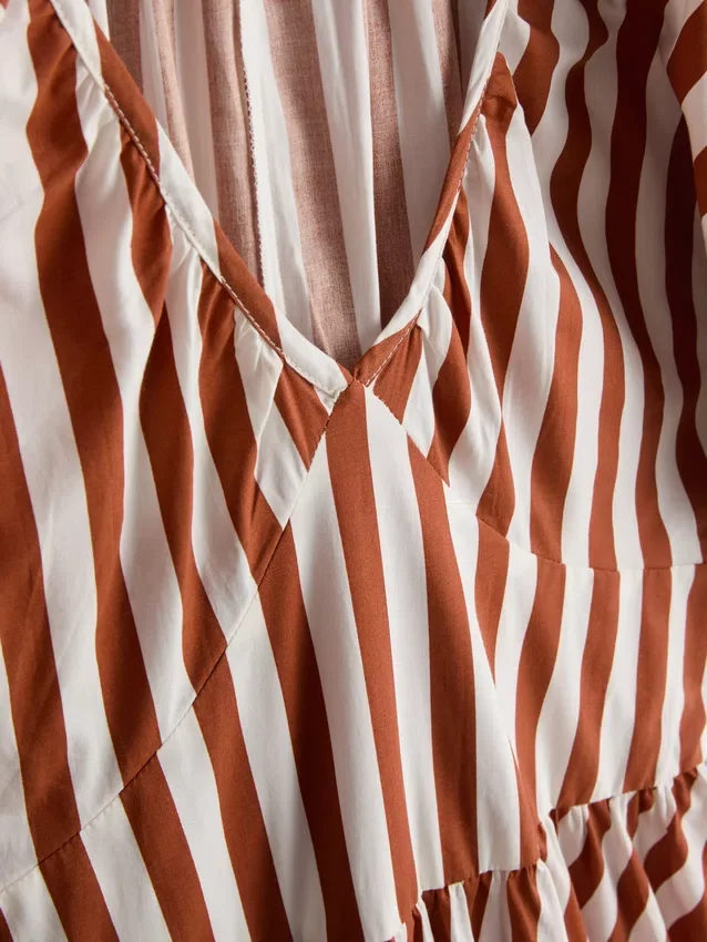 Cotton striped midaxi smock dress