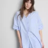 Cotton striped oxford pajama shirt