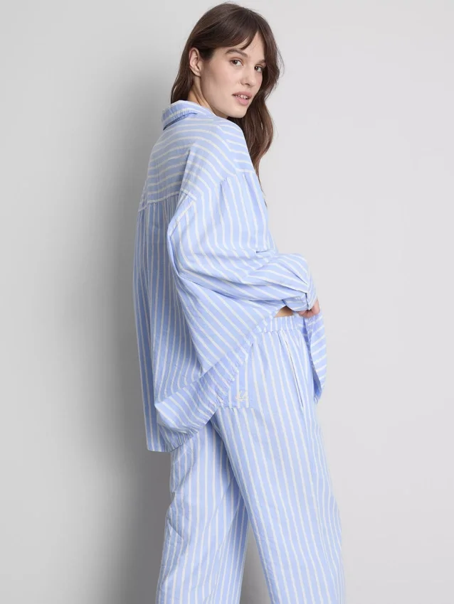 Cotton striped oxford pajama shirt