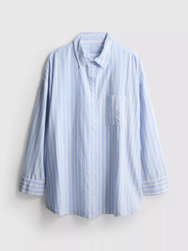 Cotton striped oxford pajama shirt