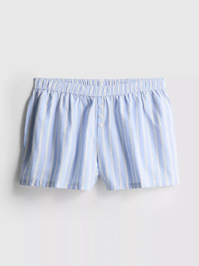 Cotton striped oxford pajama shorts