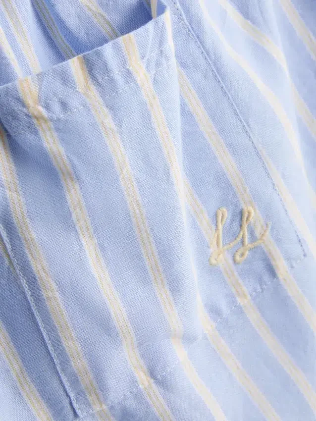 Cotton striped oxford pajama shorts