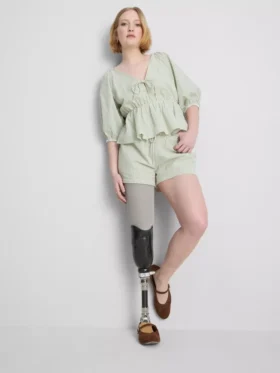 Cotton striped seersucker shorts