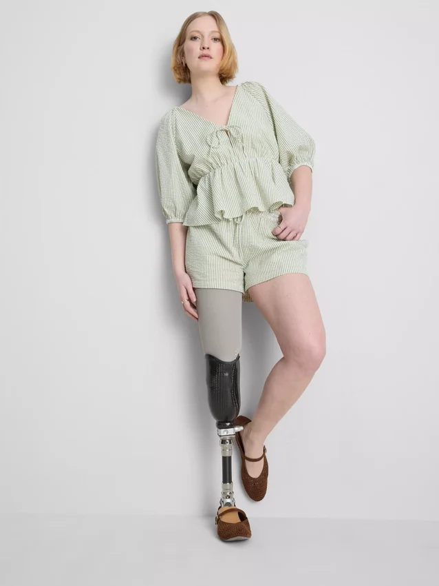 Cotton striped seersucker shorts