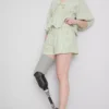 Cotton striped seersucker shorts