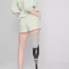 Cotton striped seersucker shorts