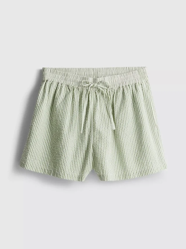 Cotton striped seersucker shorts