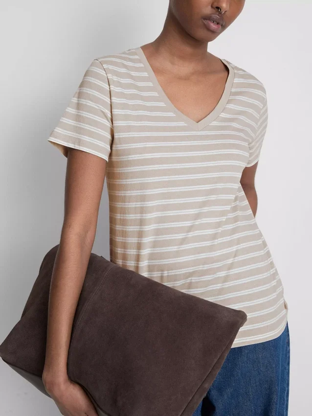 Cotton striped v-neck tee