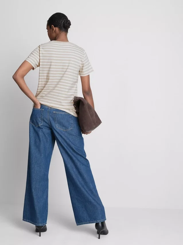 Cotton striped v-neck tee