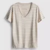 Cotton striped v-neck tee