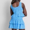 Cotton tiered embroidered mini skirt