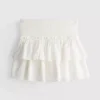 Cotton tiered embroidered mini skirt