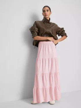 Cotton tiered maxi peasant skirt