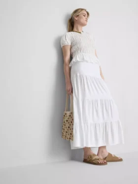 Cotton tiered maxi peasant skirt
