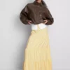 Cotton tiered maxi peasant skirt