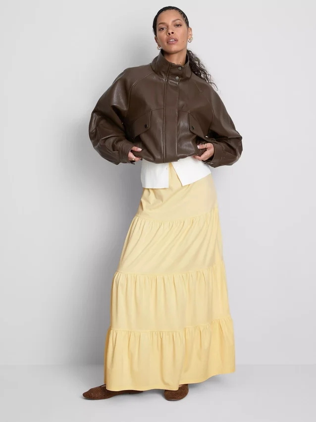 Cotton tiered maxi peasant skirt