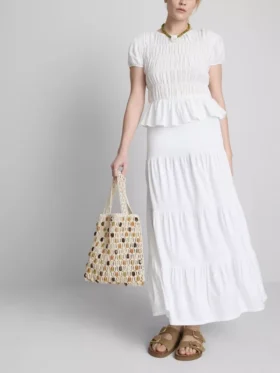 Cotton tiered maxi peasant skirt