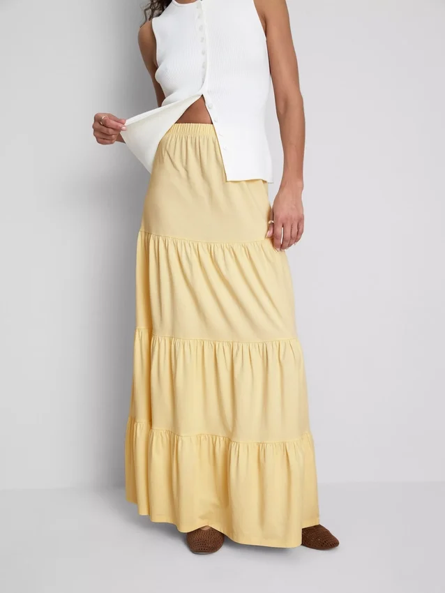 Cotton tiered maxi peasant skirt