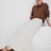 Cotton tiered maxi peasant skirt