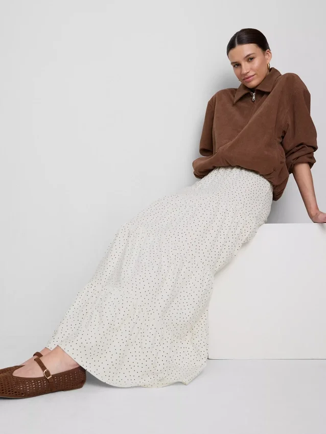 Cotton tiered maxi peasant skirt