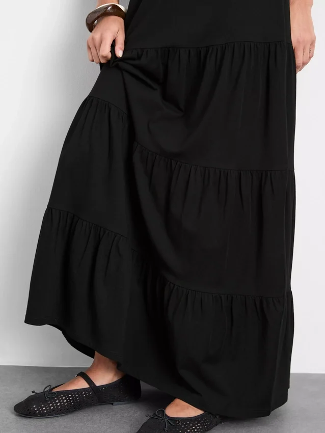 Cotton tiered maxi peasant skirt