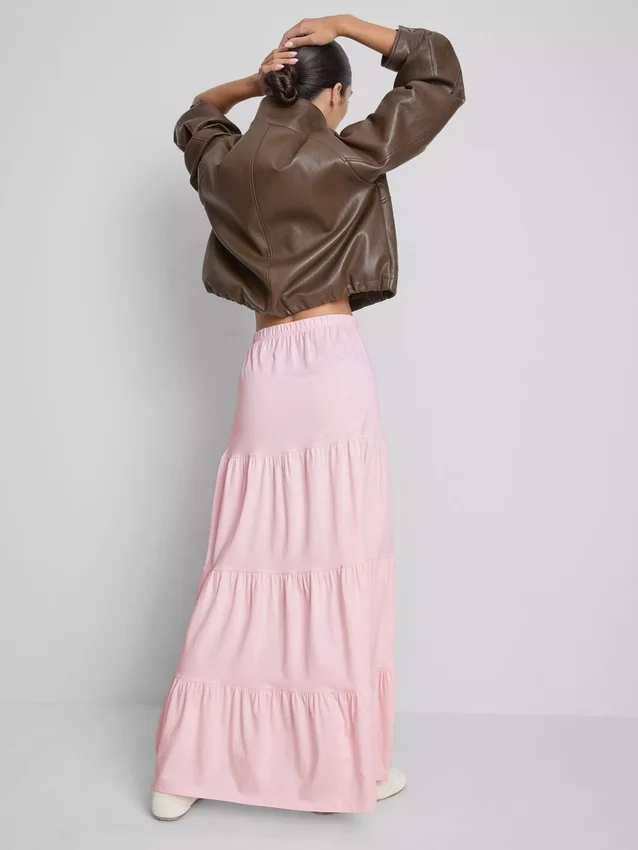 Cotton tiered maxi peasant skirt
